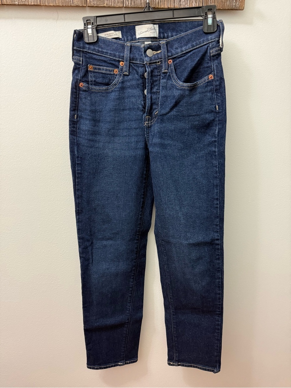 Universal Thread Dark Blue Button-Fly Slim Jeans